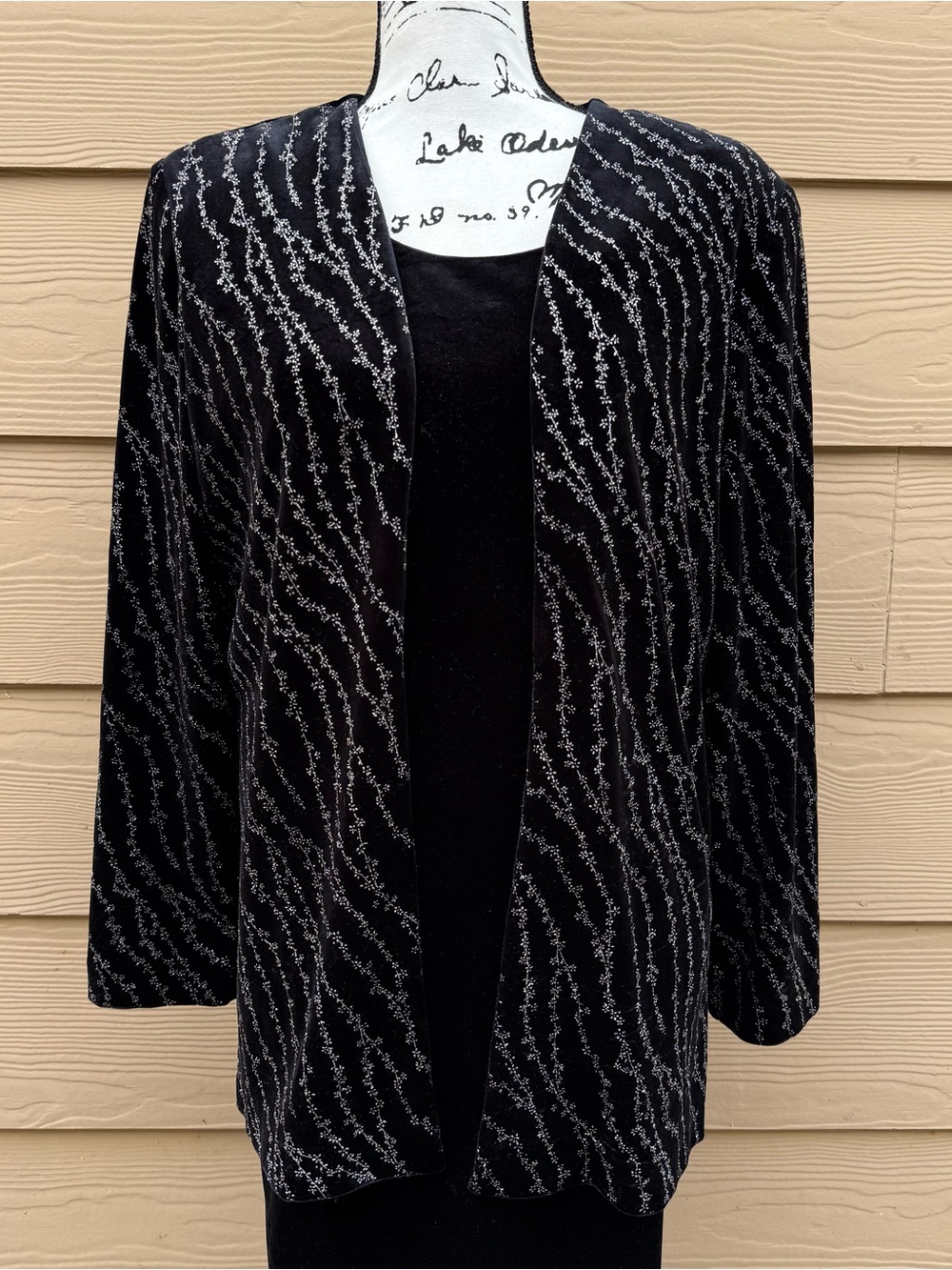Vintage JBS Black Velvet Evening Dress with Attached Glitter Jacket